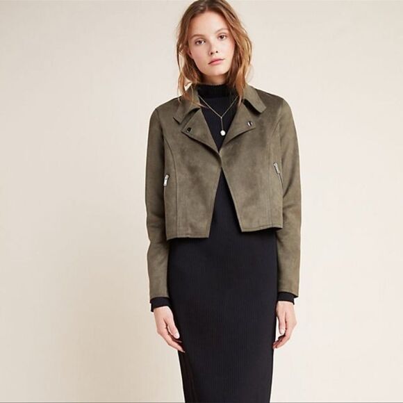 Anthropologie Green Kelyn Faux Suede Moto Jacket size XL NWOT - Picture 8 of 9
